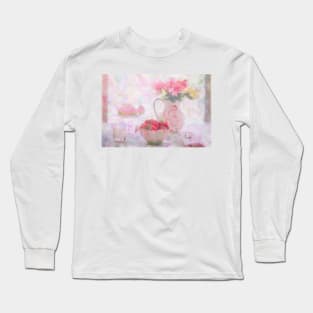 Strawberries & Cream Still Life Impressionist Painting Long Sleeve T-Shirt